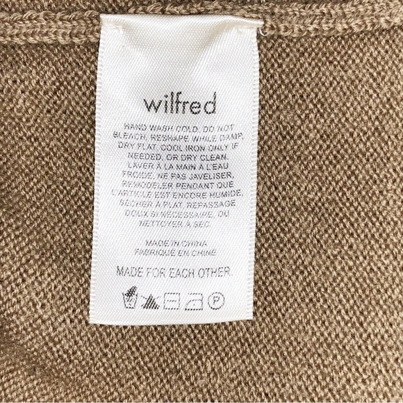 Aritzia Wilfred Tan Cyprie 100% Merino Wool Rolled Mock Neck Sweater Size S - Picture 5 of 9